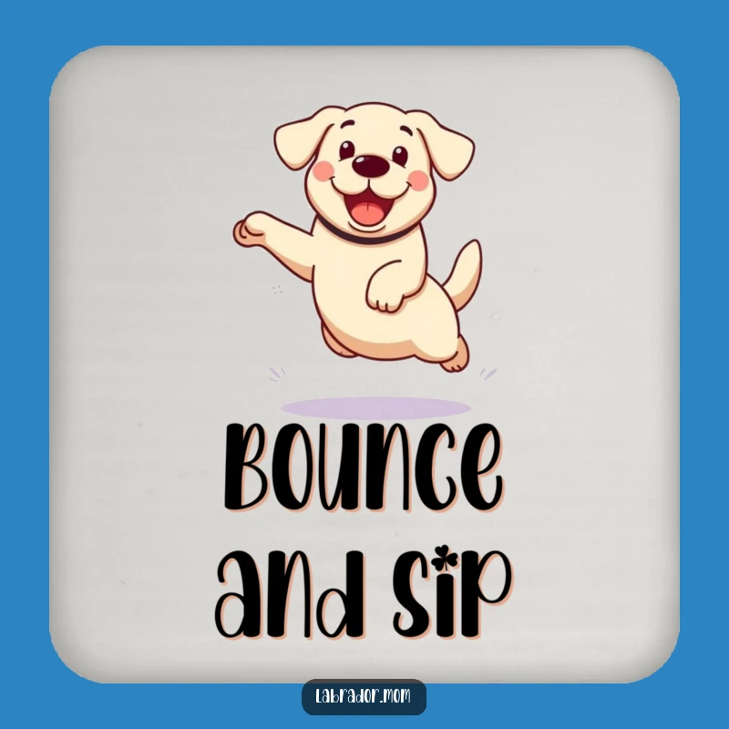 Funny Kawaii Labrador Drink Coaster: Enthusiastic Leap Protection, A Charming Funny Gift for Any Home