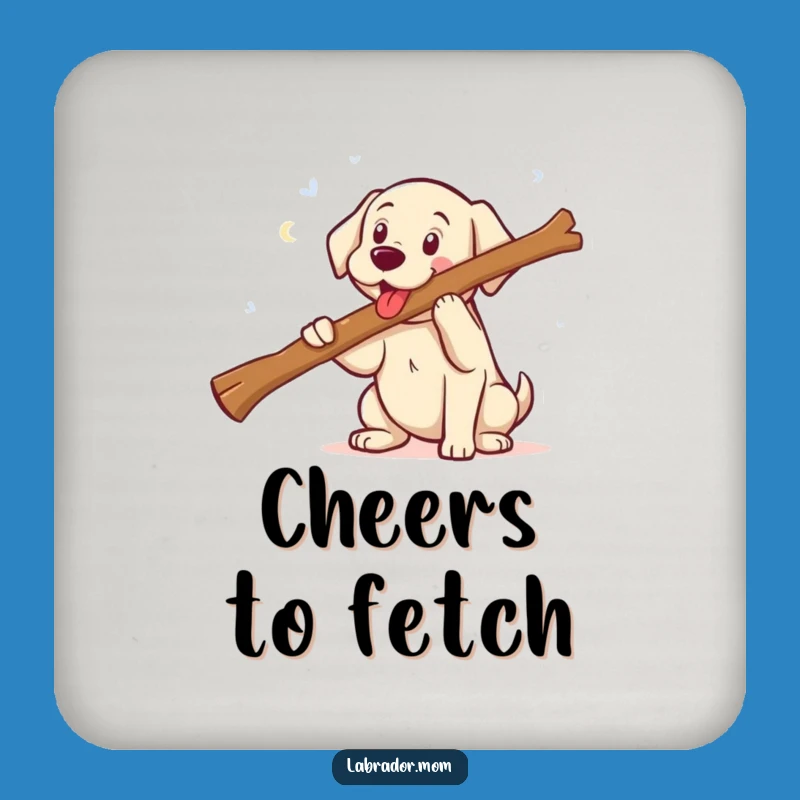 Funny Kawaii Labrador Fetching Big Stick Drink Coaster - Protect Surfaces