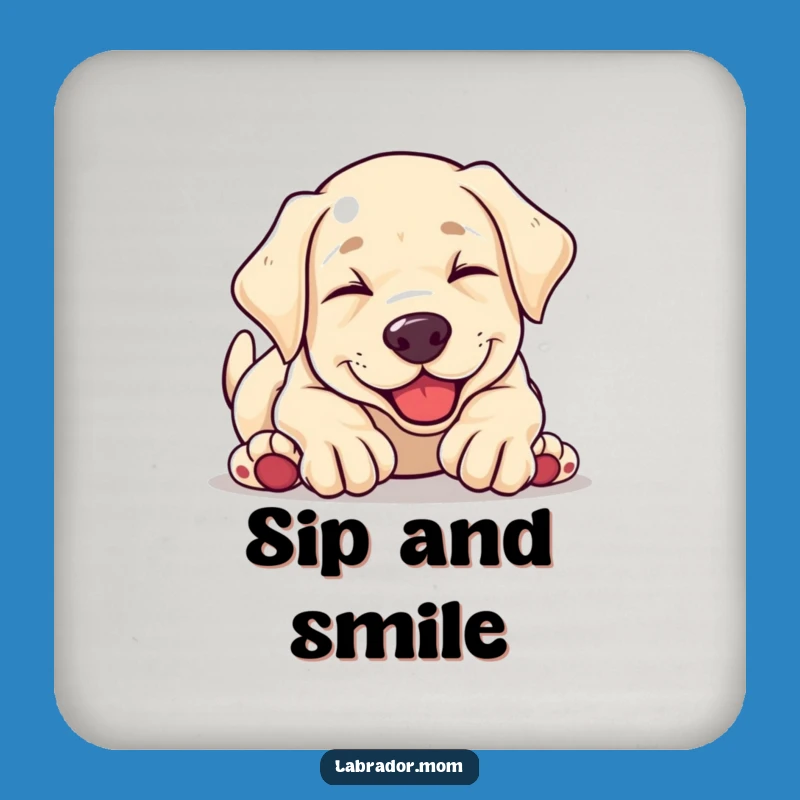 Funny Kawaii Labrador Puppy Tumbling Drink Coaster - Protect Surfaces