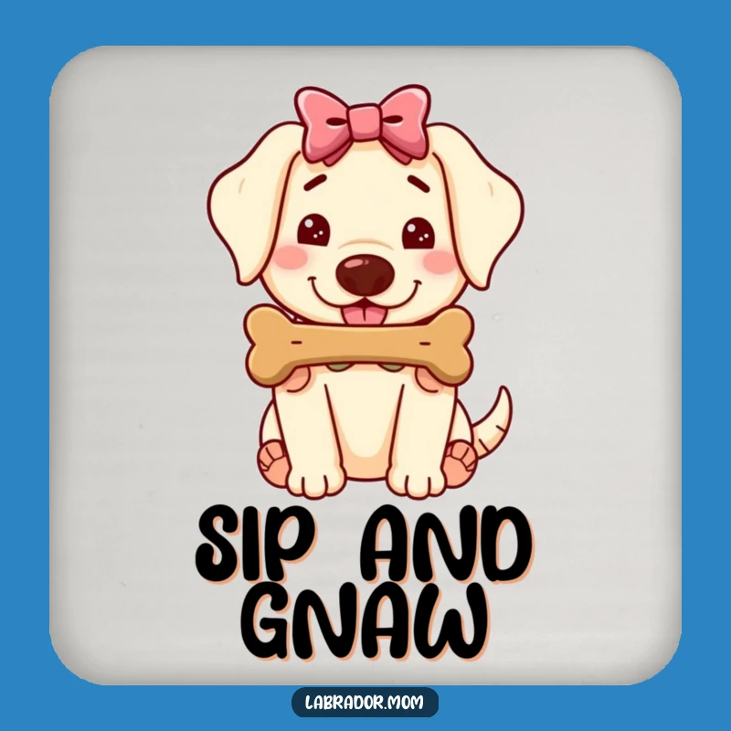 Funny Kawaii Labrador Drink Coaster - Protect Surfaces with Bone Offering Art