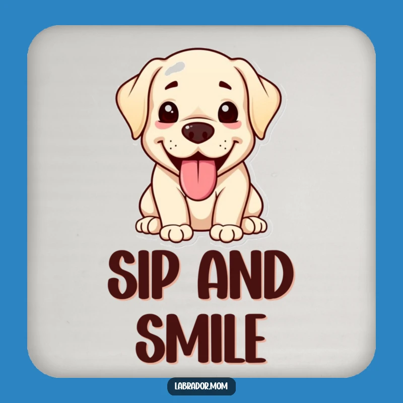 Funny Kawaii Labrador Coaster: Happy Panting Dog, Adorable Surface Protector Gift