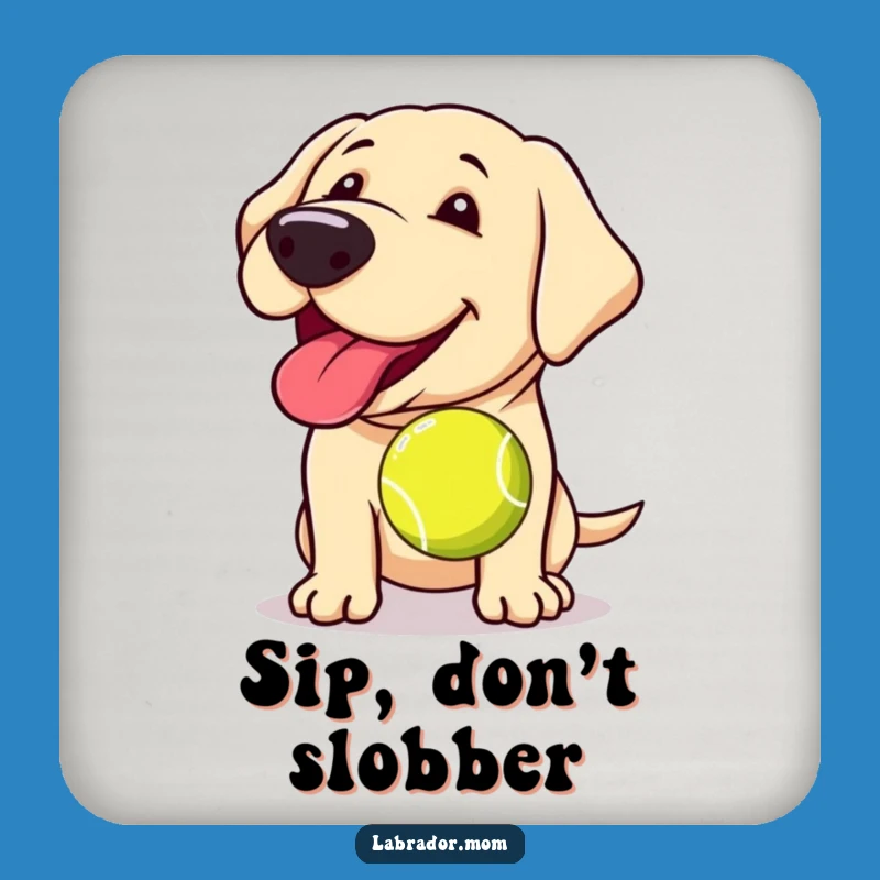 Funny Kawaii Labrador Coaster Set: Tennis Ball Fun, Humorous Table Protection