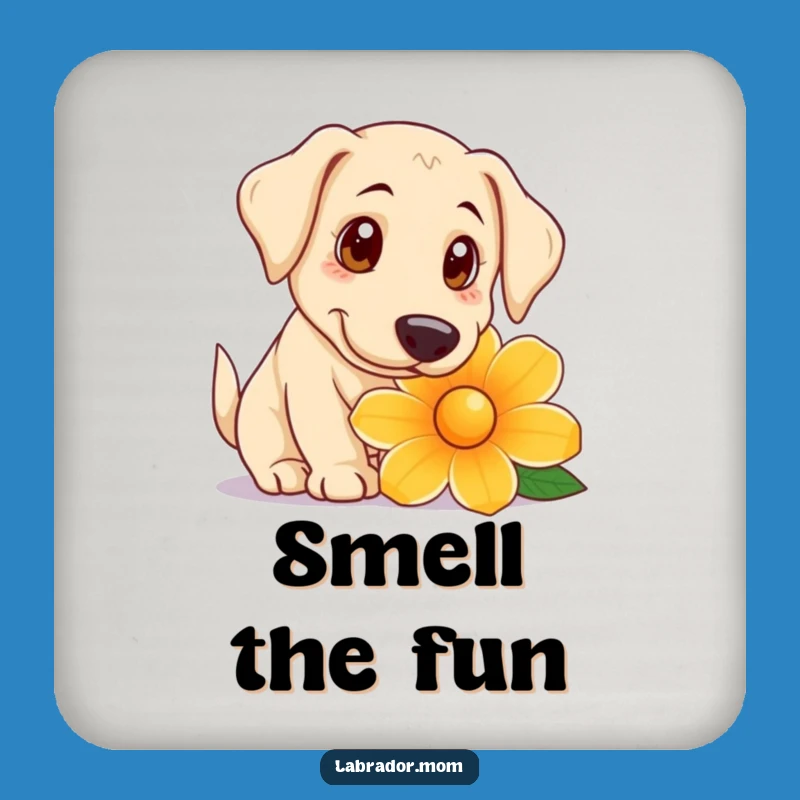 Funny Curious Dog Coaster: Labrador Flower Drink Protector