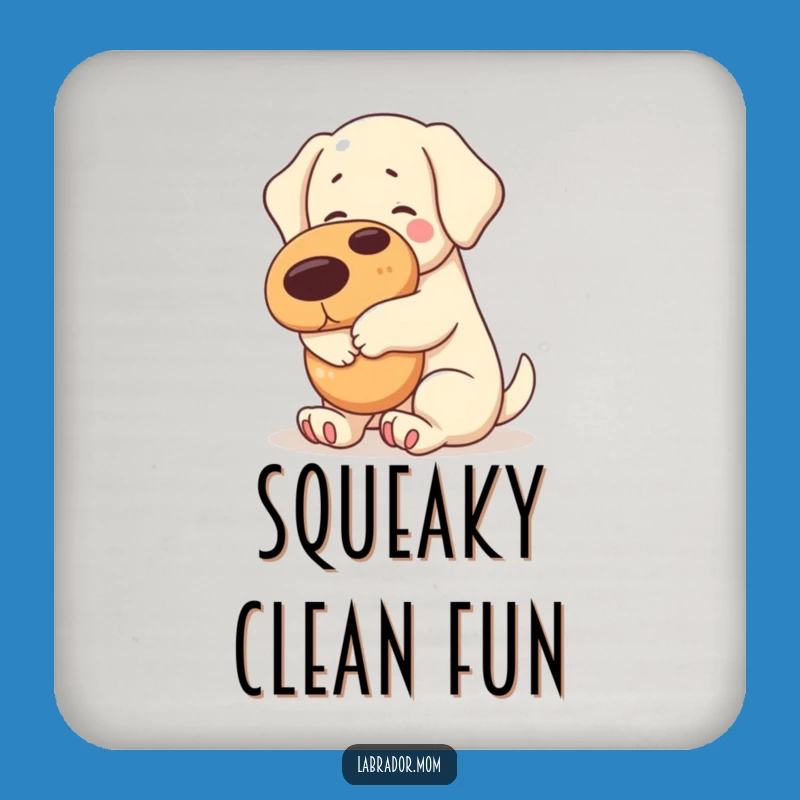 Funny Kawaii Labrador Coaster: Squeaky Toy Hug Protection, Cute Dog Decor