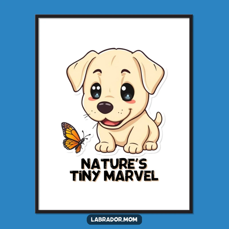 Funny Kawaii Lab Butterfly Poster: Cheerful Dog Art for Whimsical Decor