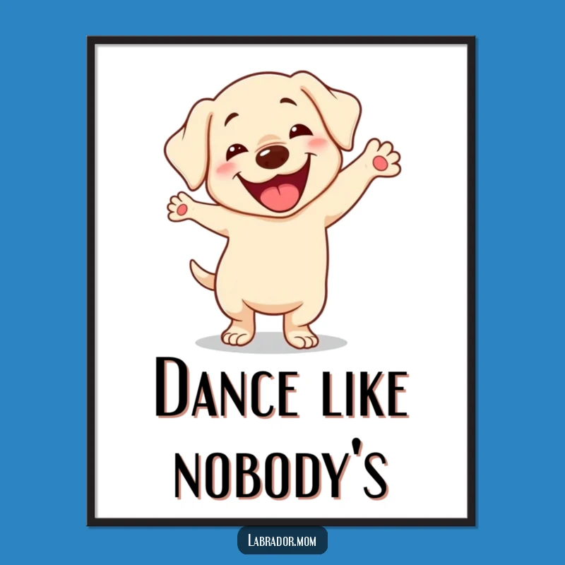 Funny Kawaii Labrador Poster - Vibrant Silly Dance Art Print, Hilarious Gift