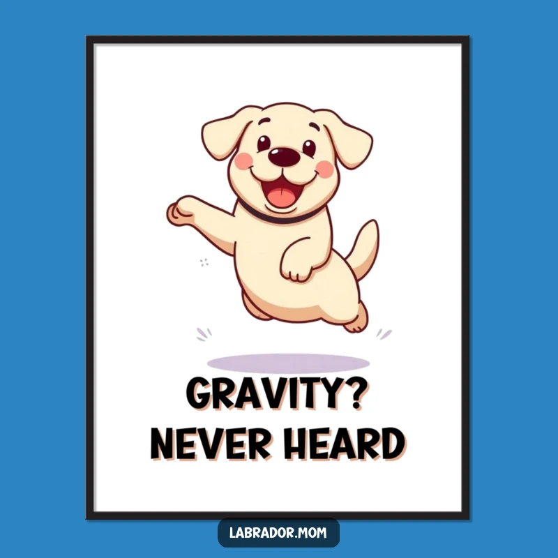 Funny Kawaii Labrador Poster: Enthusiastic Leap Art, Perfect Addition to Your Funny Gift Collection