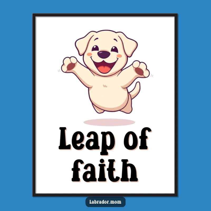 Funny Kawaii Labrador Leap Poster: Joyful Paws Outstretched Wall Art