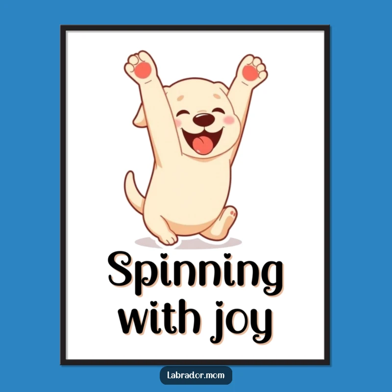 Funny Kawaii Labrador Poster - Playful Somersault Dog Wall Art
