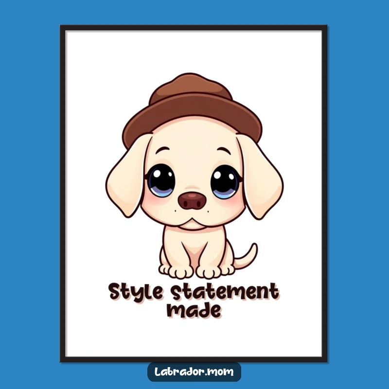 Funny Kawaii Labrador Poster - Innocent Hat Dog Wall Art