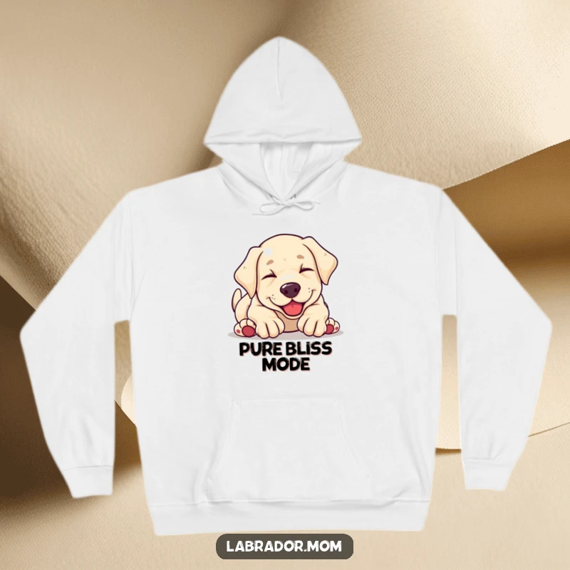 Funny kawaii Labrador puppy tumbling head over paws in pure glee, a super soft and cozy hoodie for ultimate comfort and laughs.
