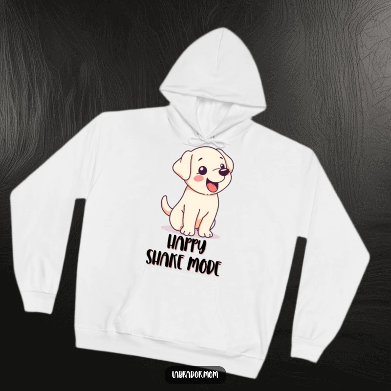 Funny kawaii Labrador whose tail wag shakes its entire body with pure excitement, a soft and cozy humorous hoodie.