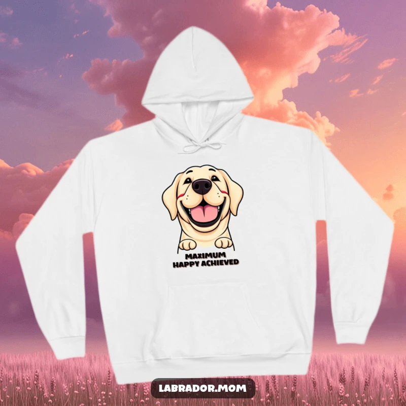 Funny hoodie showcasing a labrador's huge, ecstatic, and beaming grin, a symbol of ultimate doggy happiness.