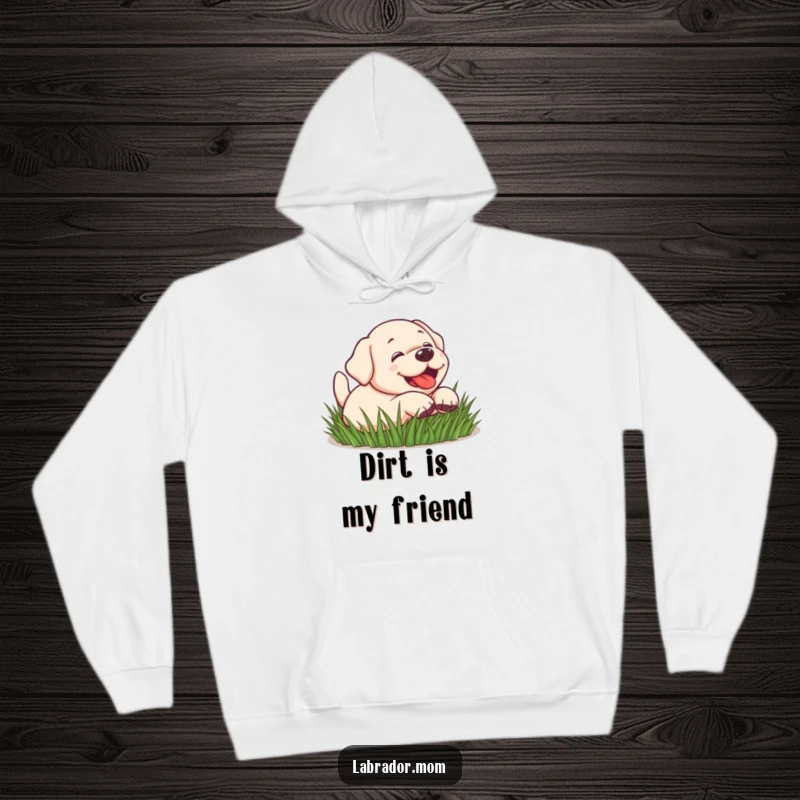 Funny Kawaii Labrador dog rolling in grass, playful, cute, soft hoodie, comfortable, funny gift.