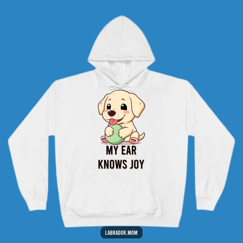 Funny Kawaii Labrador Hoodie: Cozy Happy Floppy Ear Dog Ball Gift