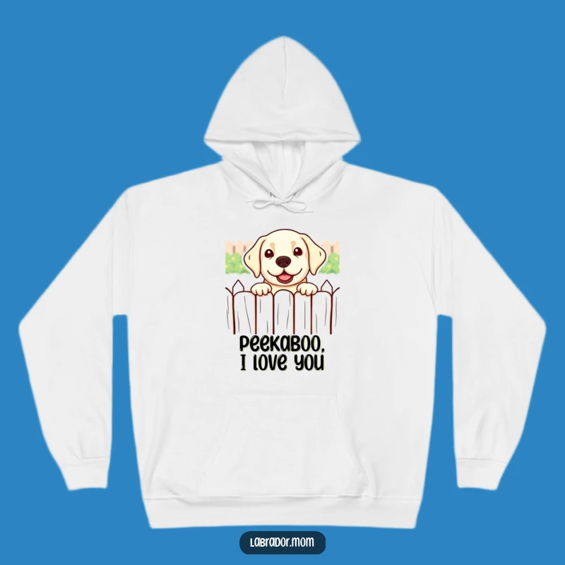 Funny Kawaii Labrador Hoodie: Peeking Over Fence, Cozy Dog Lover Gift