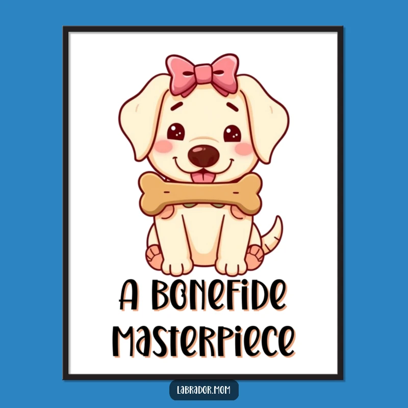 Free Printable Wall Art: Charming Kawaii Labrador Bone Art, Humorous Dog Decor!