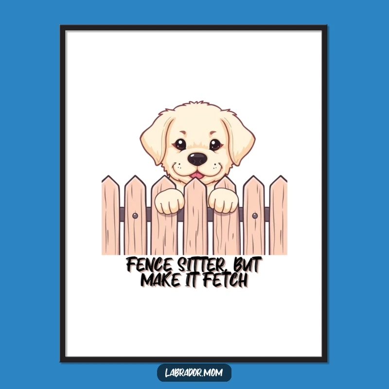 Funny Free Printable Wall Art: Eager Labrador Pup Over Fence Art Download