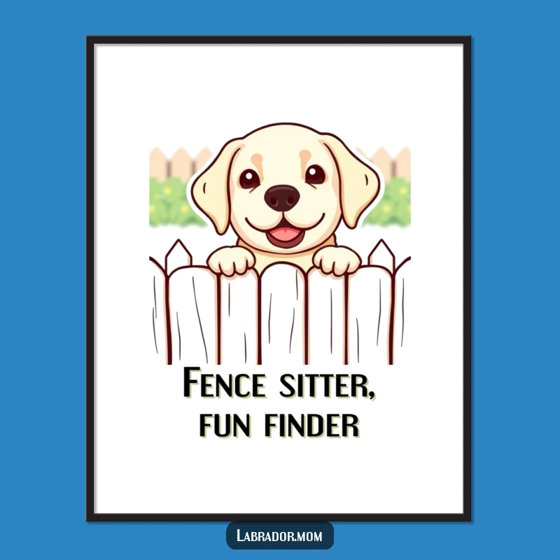 Free Printable Kawaii Dog Wall Art: Playful Labrador Peeking Downloadable Art Gift