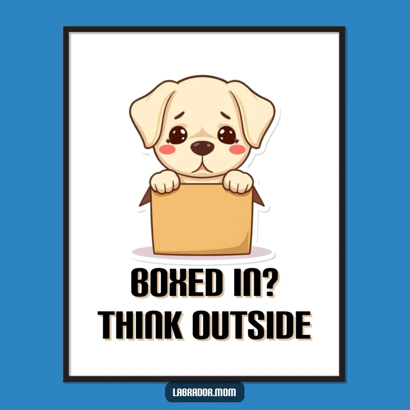 Free Printable Kawaii Labrador Wall Art: Hilarious Box Struggle for Whimsical, Downloadable Decor