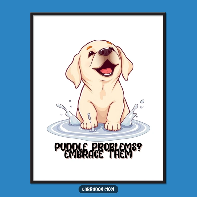 Free Printable Wall Art: Splashing Labrador in Puddle, Funny Dog Downloadable Art!