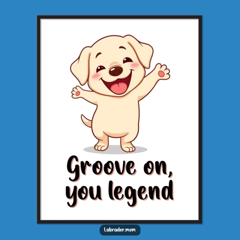 Free Printable Wall Art: Goofy Kawaii Labrador Dance Art, Humorous Dog Decor!