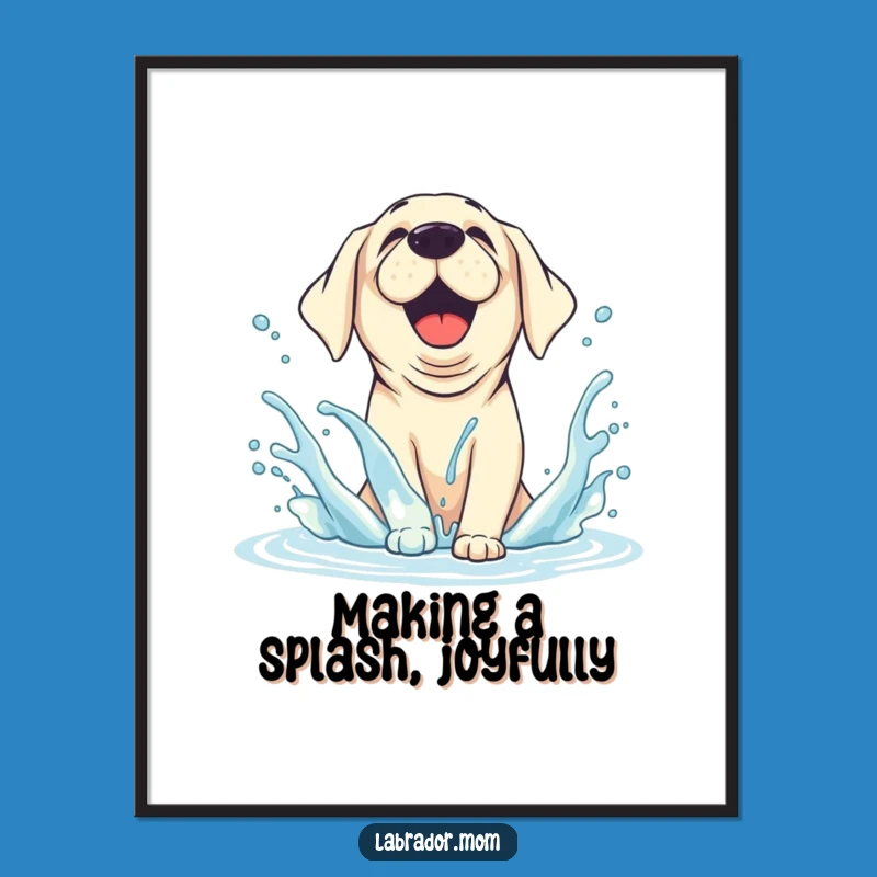 Funny Free Printable Wall Art: Labrador Water Splash, Playful Downloadable Decor