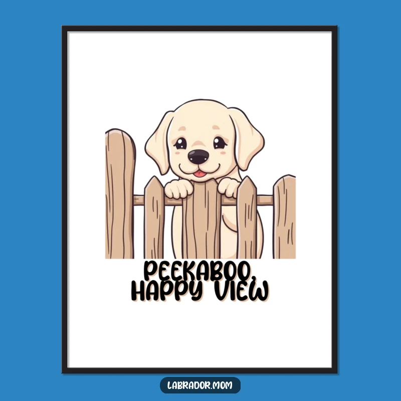 Free Printable Wall Art: Kawaii Labrador Peeking, Hilarious Dog Decor Downloadable