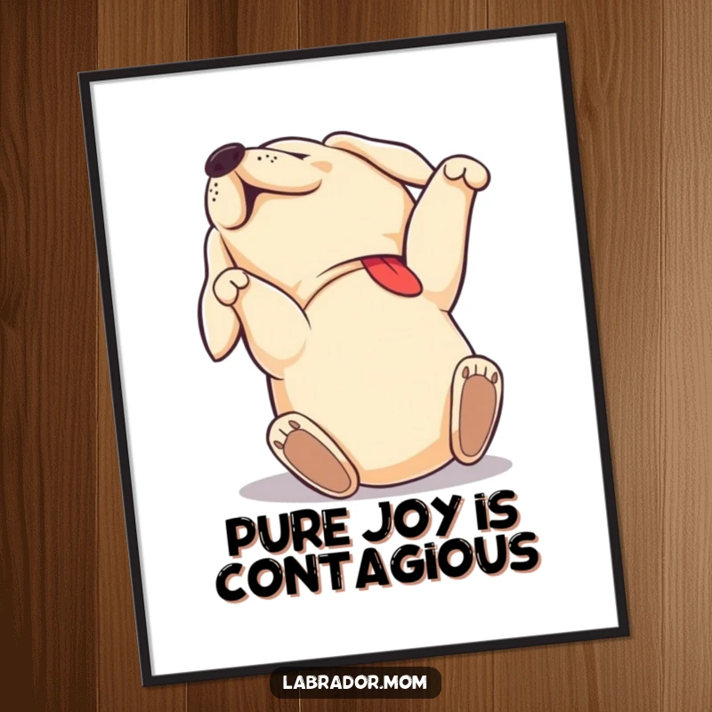 Funny Free Printable Wall Art: A Labrador dog rolling on its back with ecstatic joy, embodying pure happiness and playful spirit.