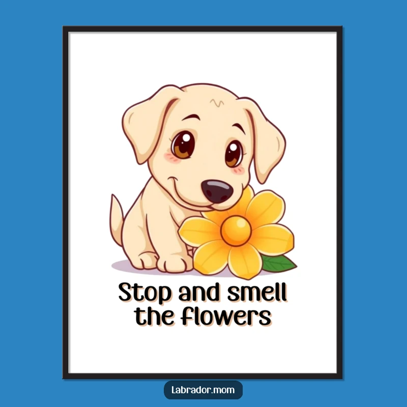 Funny Free Printable Wall Art: Labrador Flower Sniff, Whimsical Downloadable Decor
