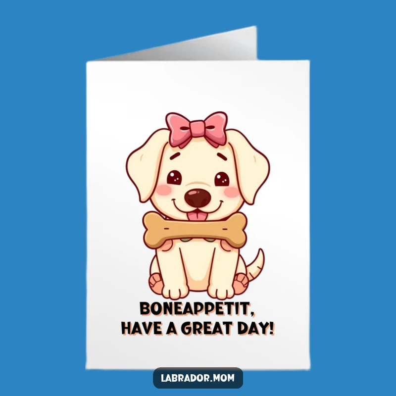 Free Printable Birthday Card: Sweet Kawaii Labrador Bone Gift, Dog Lover Card!