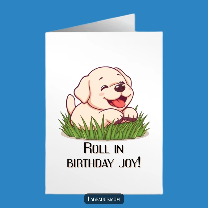 Free Printable Playful Lab Birthday Card: Grass Rolling Fun, Downloadable & Hilarious