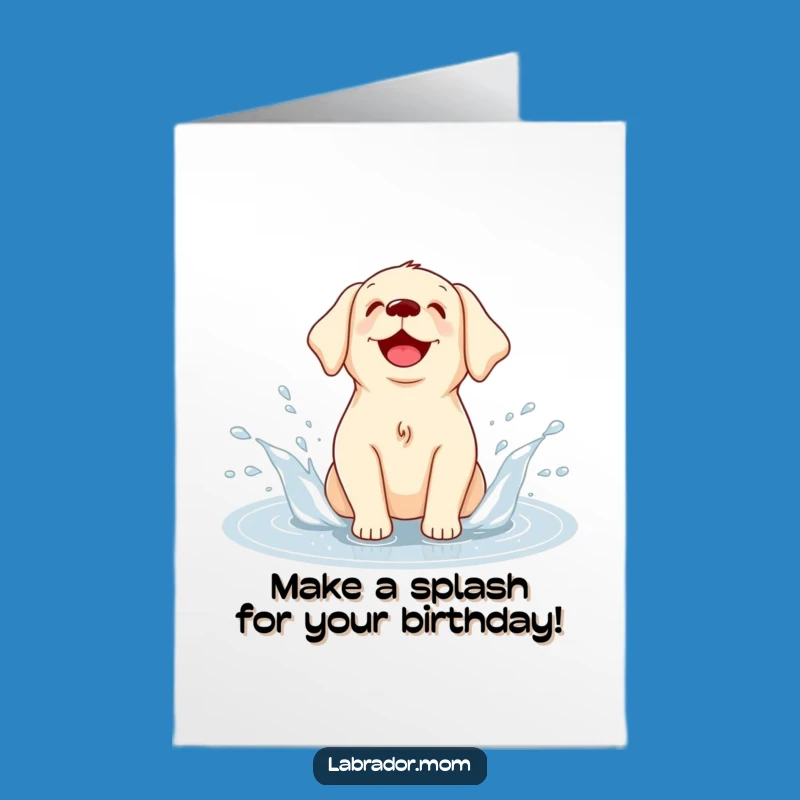 Free Printable Funny Labrador Birthday Card: Puddle Splash Joy Download