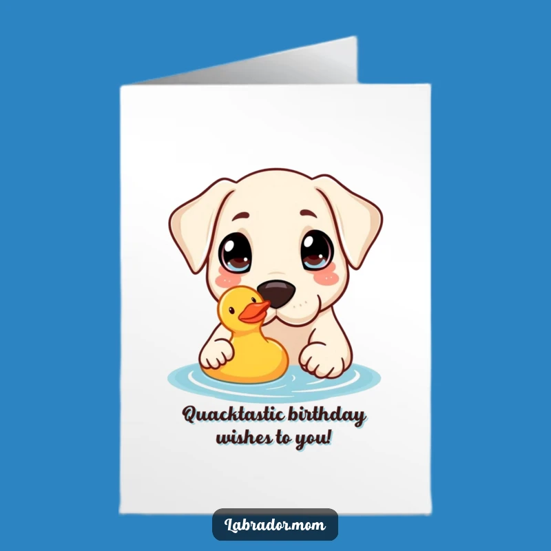 Free Printable Birthday Card: Kawaii Labrador Duck Curious Funny Downloadable Gift