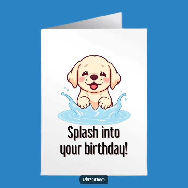 Free Printable Birthday Card: Kawaii Lab Splashing - Joyful Downloadable Gift