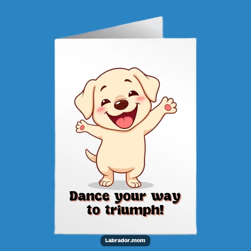 Free Printable Congrats Card: Dancing Kawaii Labrador Celebration, Downloadable Fun!