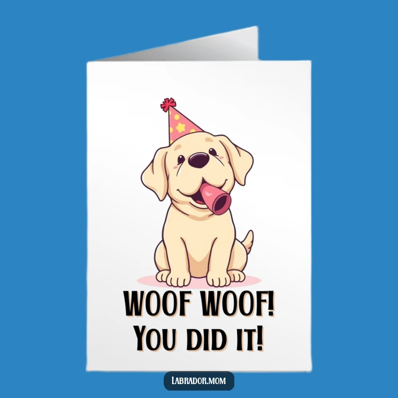 Free Printable Kawaii Labrador Congrats Card: Adorable Doggy Celebration for Winning Moments