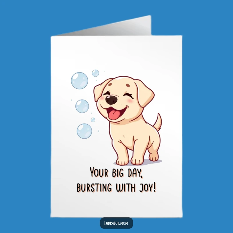 Free Printable Kawaii Labrador Congrats Card - Happy Wink Bubble Downloadable Gift