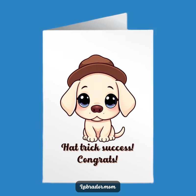Free Printable Kawaii Dog Congrats Card: Hat Balance Labrador Downloadable