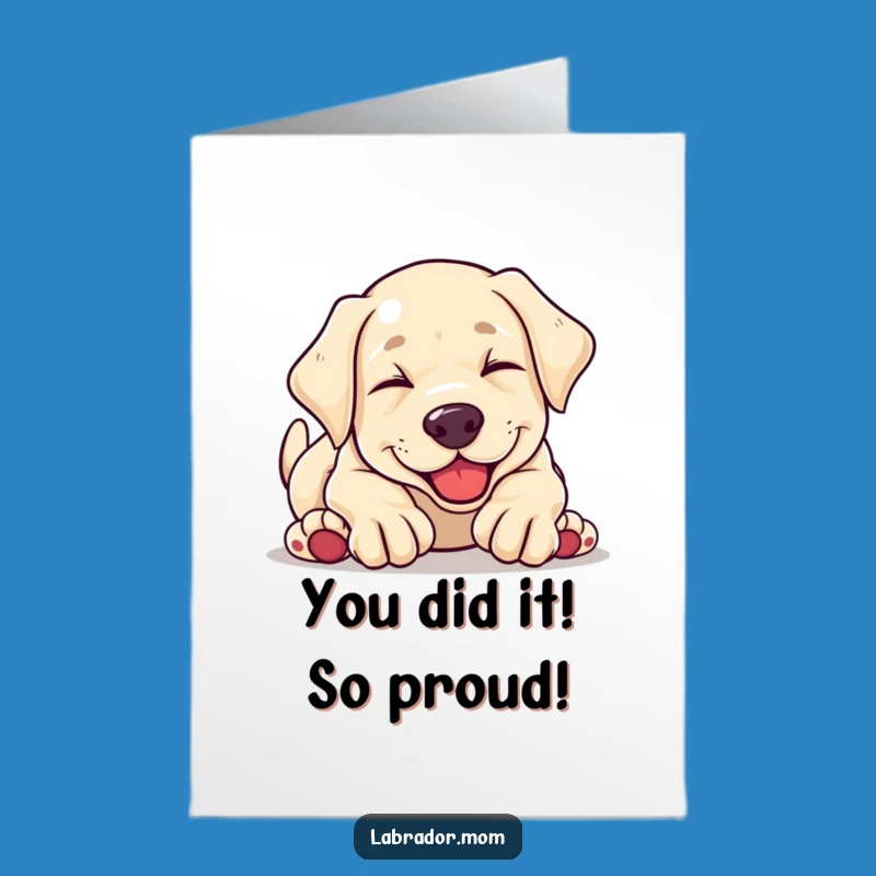 Free Printable Congrats Card: Kawaii Labrador Puppy Tumbling, Funny Downloadable Celebration