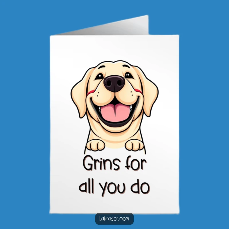 Free Printable Thank You Card: Grinning Labrador, Funny Dog Appreciation Downloadable Gift!