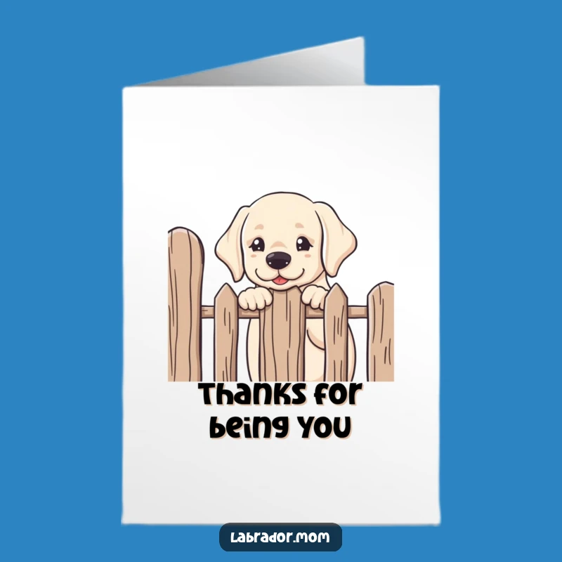 Free Printable Thank You Card: Kawaii Labrador Peeking, Funny Gratitude Downloadable