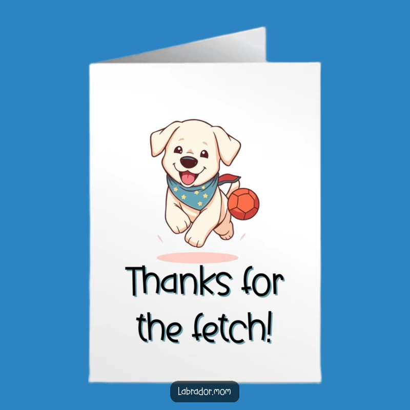 Free Printable Thank You Card: Kawaii Labrador Running Ball Bandana Downloadable Gift