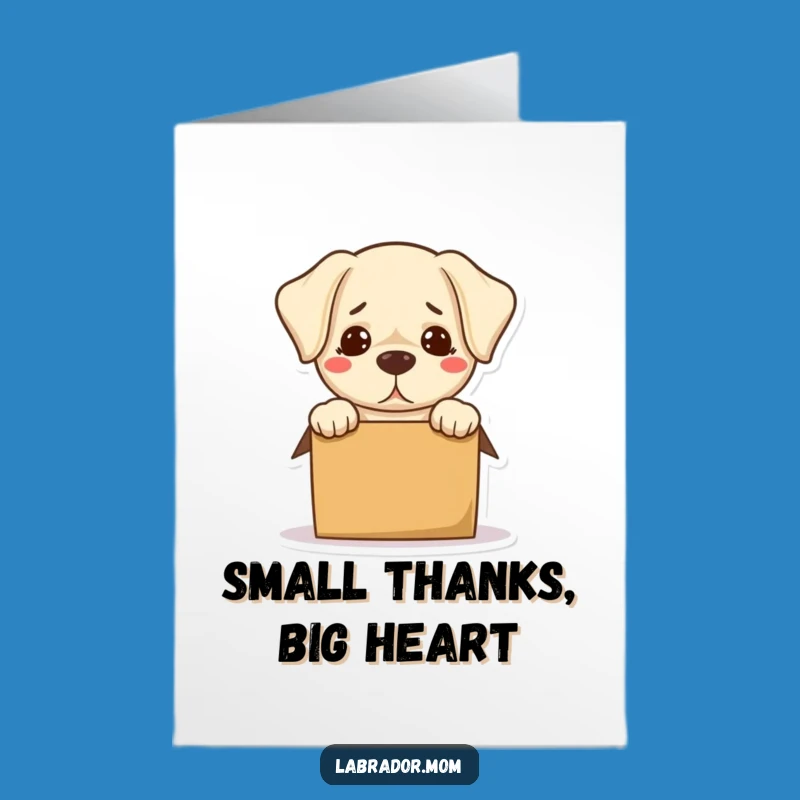 Free Printable Kawaii Labrador Thank You Card: Bewildered Box Humor for Expressing Gratitude