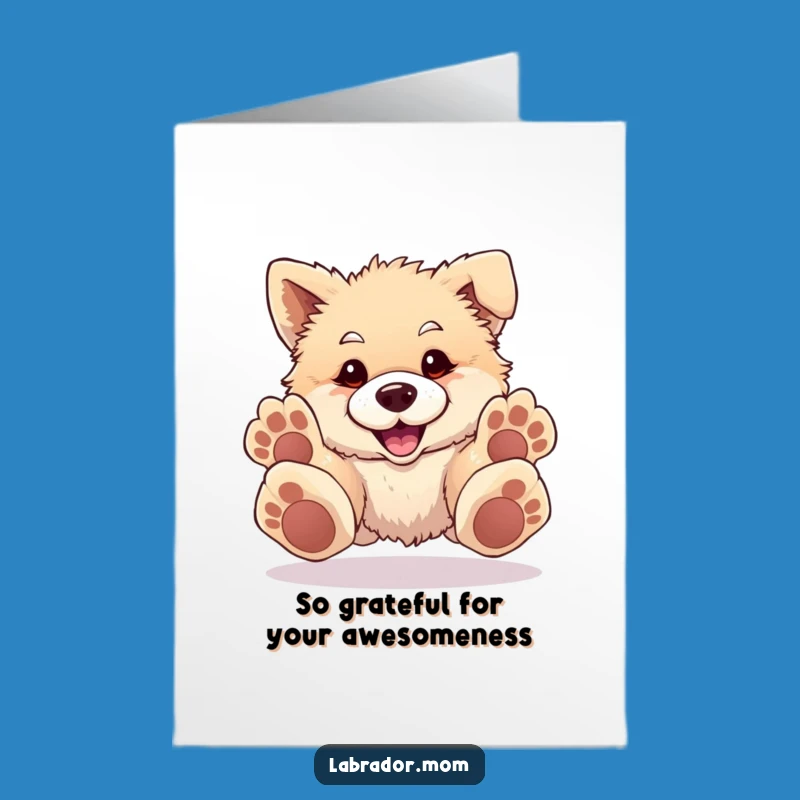 Free Printable Thank You Card: Funny Dog Pouncing, Delightful Downloadable Appreciation Gift