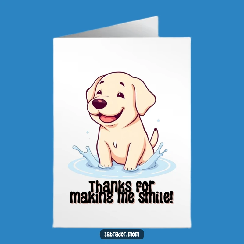 Free Printable Thank You Card: Kawaii Labrador Splashing Puddle Funny Downloadable Gift