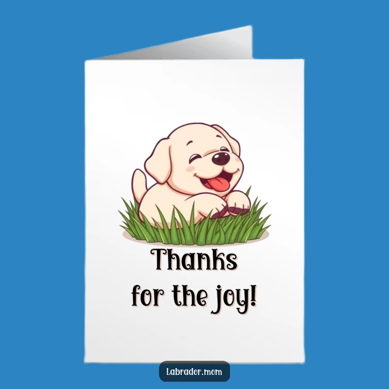 Free Printable Playful Lab Thanks Card: Grass Happy, Downloadable & Witty