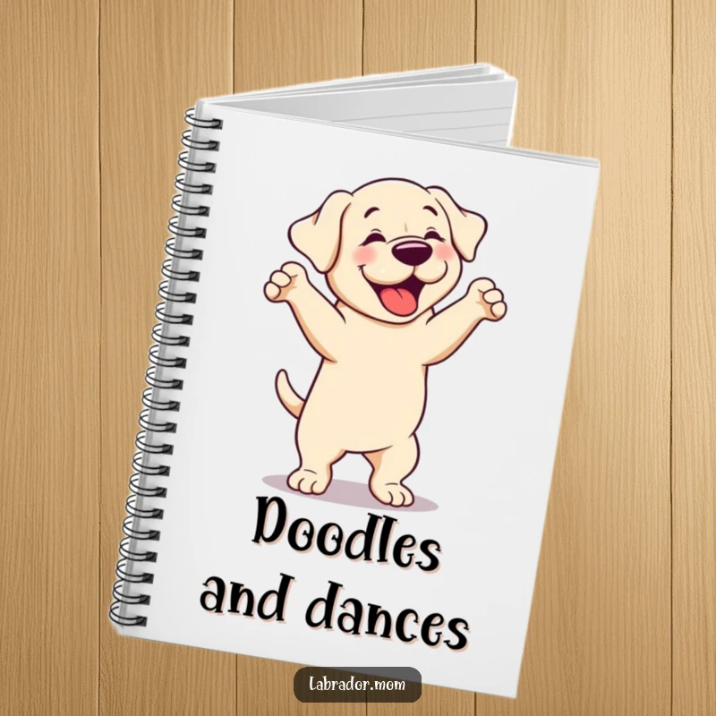 Funny cute Labrador dog notebook, featuring a dog in a silly dance, ideal for journaling and note-taking.