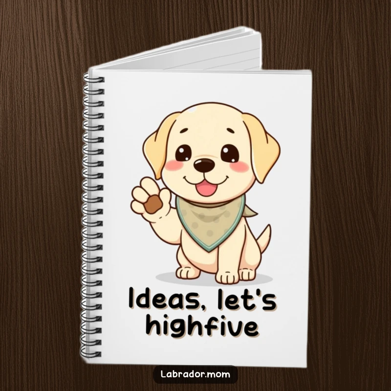 Funny Kawaii Labrador Notebook, a cute lab offers a paw for a high-five, inspiring friendly notes and capturing playful ideas