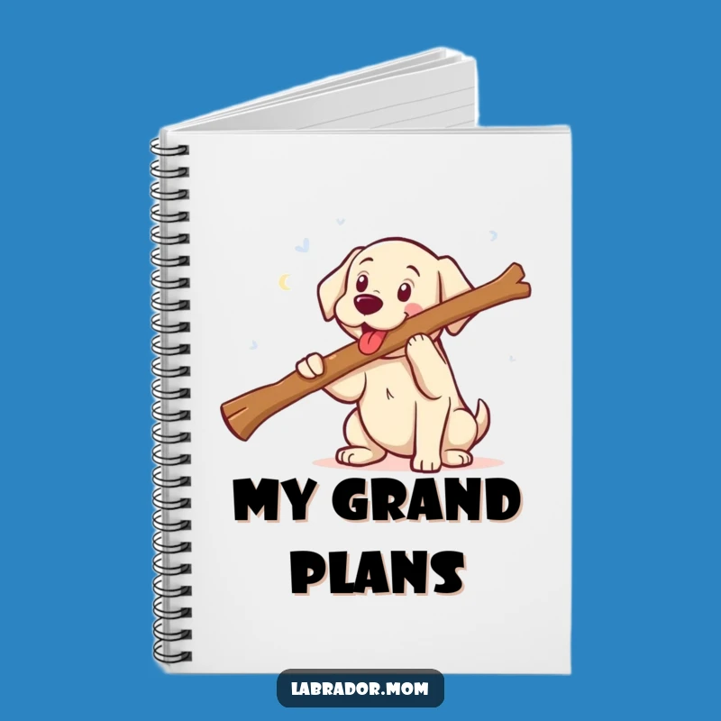 Funny Kawaii Labrador Fetching Big Stick Notebook - Record Your Adventures